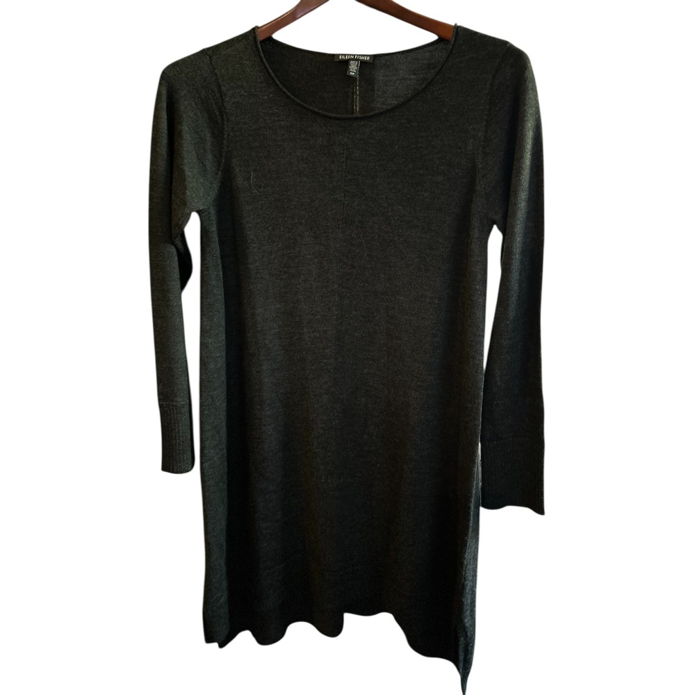 Eileen Fisher‎ Gray Italian Fabric Long Sleeve Dress - Womens Size S/P
